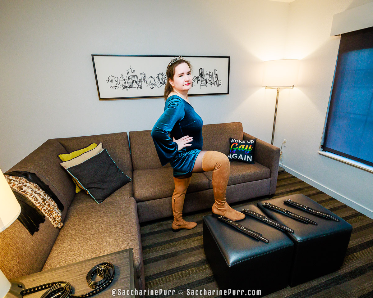 Suede Boots on the Couch - Staycation at Hyatt House Boston-Burlington